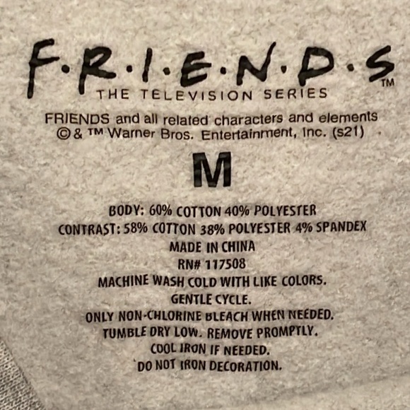 Friends Cropped Long Sleeve‎ Sweatshirt women's Size M Gray, multicolor letters - Picture 2 of 9